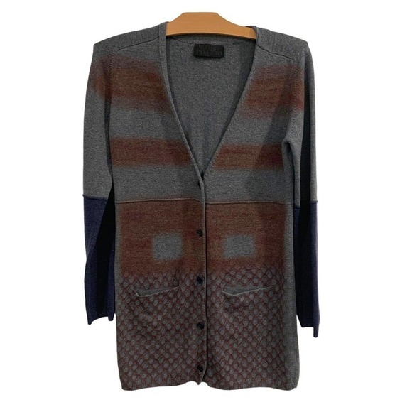 Peter Pilotto | Cardigan Sweater Wool Mixed Print V Neck- size XS Small - Picture 1 of 9